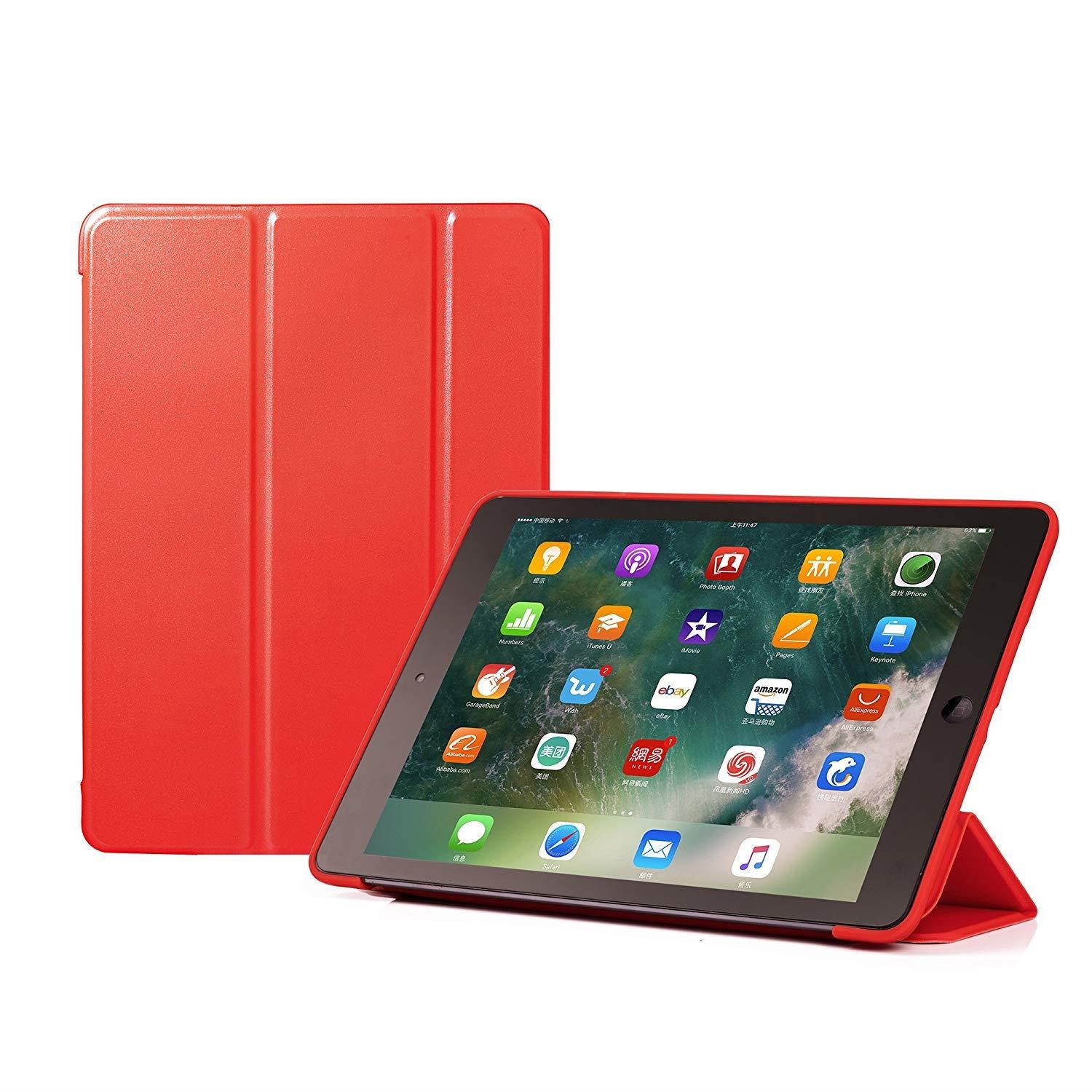 Ruban Case for Apple iPad (9.7-inch, 2018/2017 Model) - Ultra Slim Lightweight Smart Shell Standing Cover with Auto Wake/Sleep Feature, Red