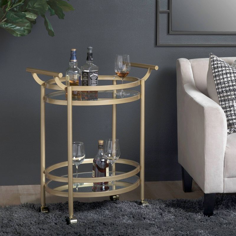 Palazzo Bar Cart with Clear Glass Gold - Studio Designs Home