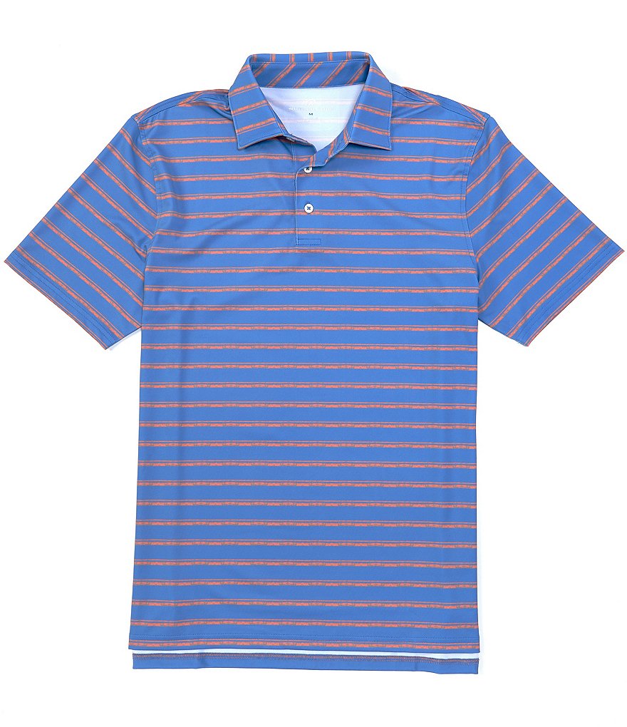 Southern Tide Driver Distressed Stripe Performance Stretch Short-Sleeve Polo Shirt