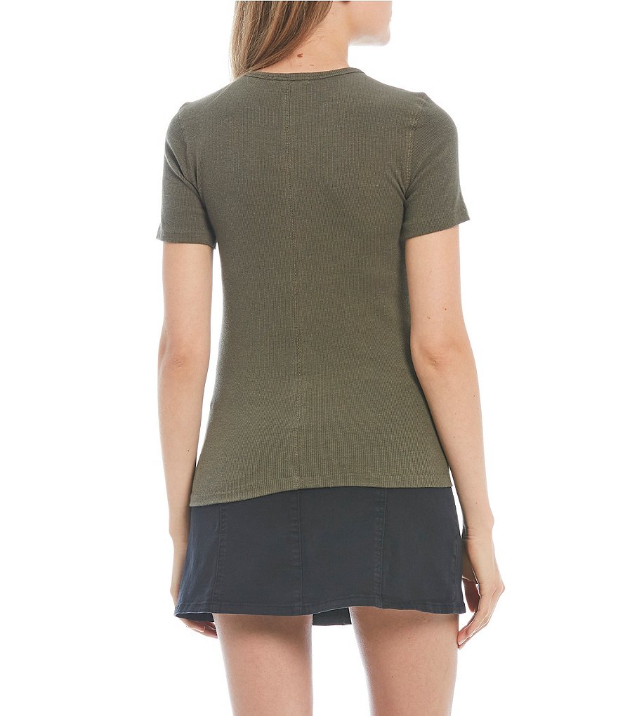 Copper Key Knit Short Sleeve Ribbed Knit Tee