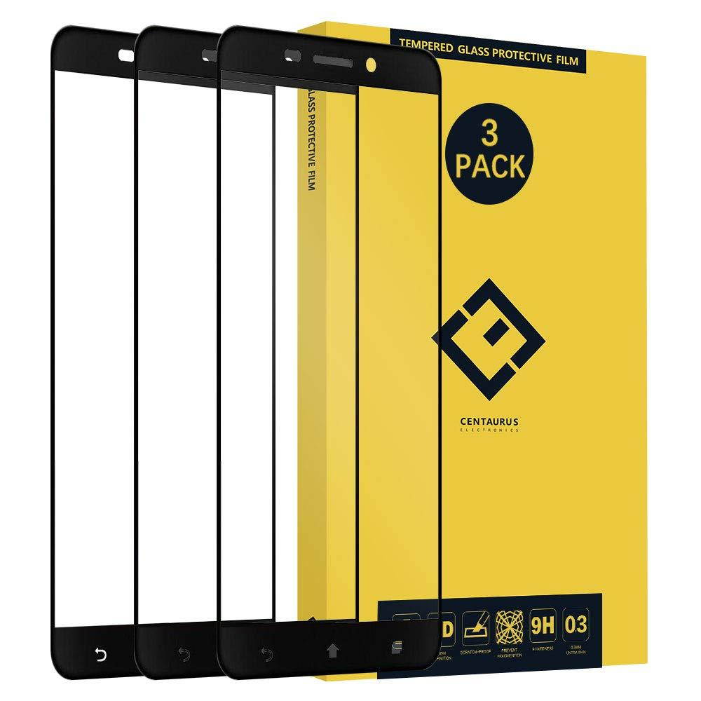 Asus ZenFone 3 Laser Glass Screen Protector-(3 Pack) Clear Anti-Fingerprint Ultra-Thin 9H Full Coverage Silk Print Tempered Protective Film Black for Asus ZenFone 3 Laser ZC551KL Z01BDC Z01BDB Z01BDA