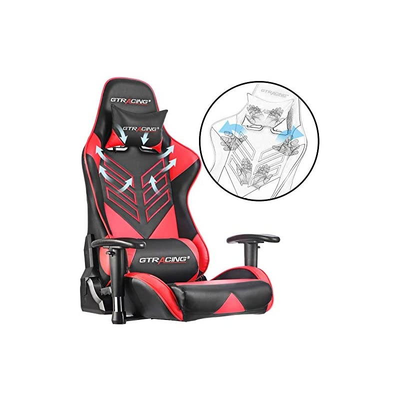 Chair Racing Office Chair Pu Leather High Back Computer Desk Chair Ergonomic Swivel Chair with Headrest and Lumbar Support Blue