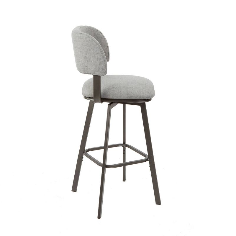 Adler Upholstered Metal Swivel Barstool with Open Curved Back Gray - Silverwood