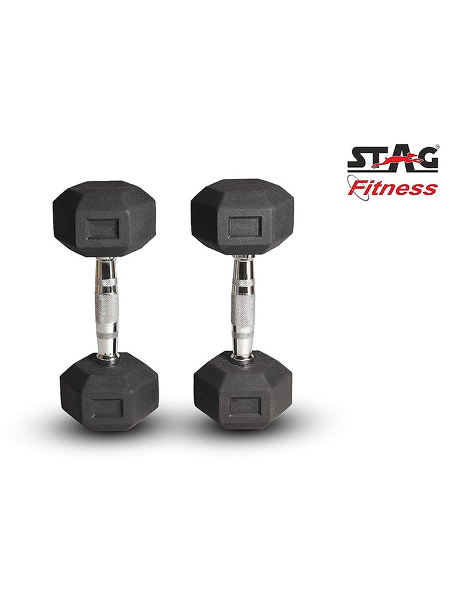 Stag Global Set of 2 Hexagonal Fixed Dumbbells (Black) Size - 10X30