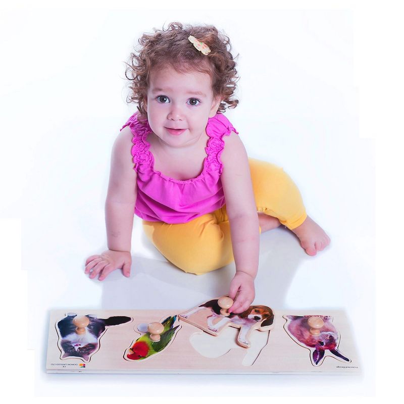 Edushape Large Knob Animal Puzzles - 2 Sets with 4 Animals - 12 Months and Up