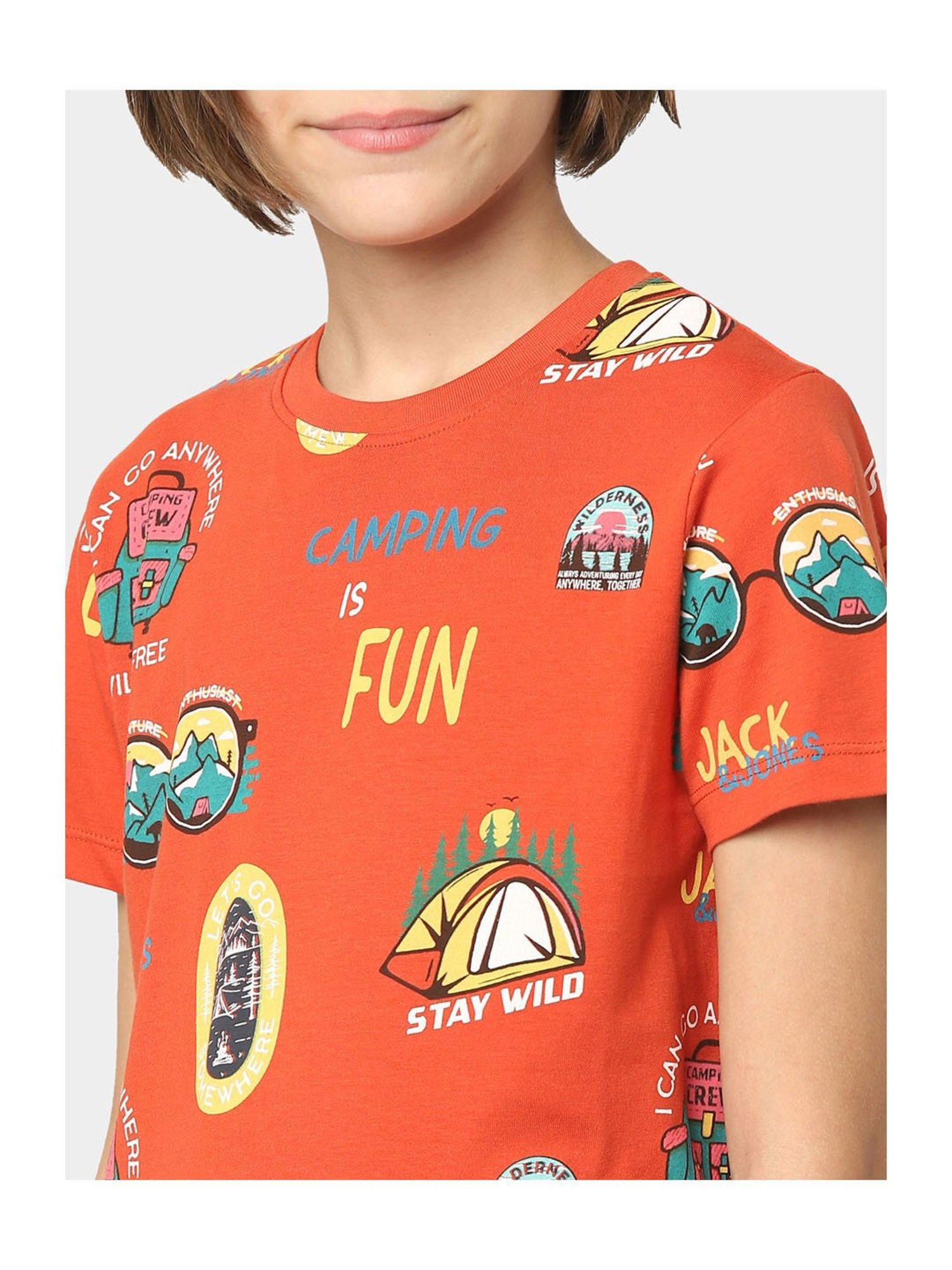 Jack & Jones Junior Orange Printed T-Shirt