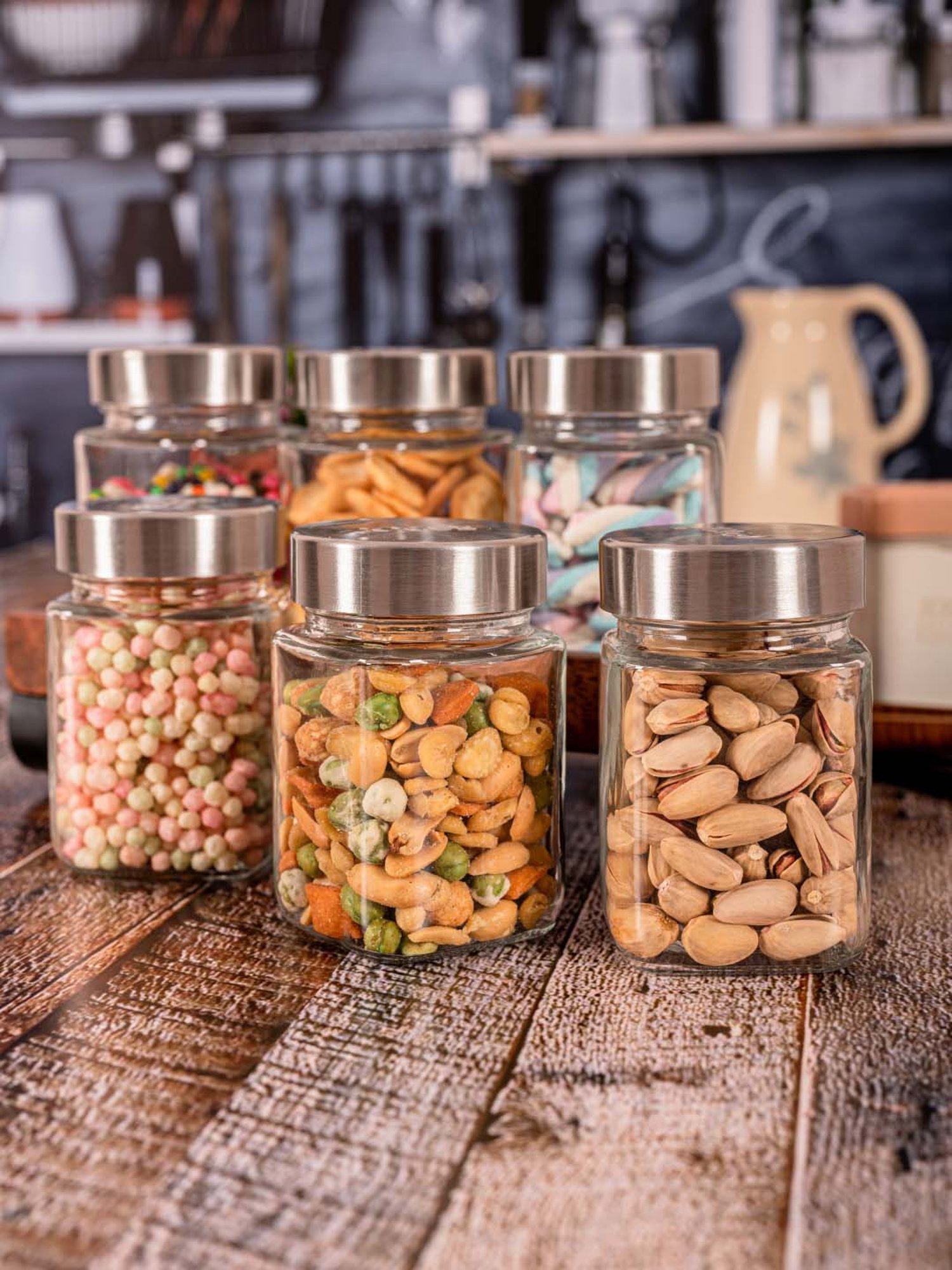 ROXX Transparent Glass Storage Jars (260 ml) - Set of 6