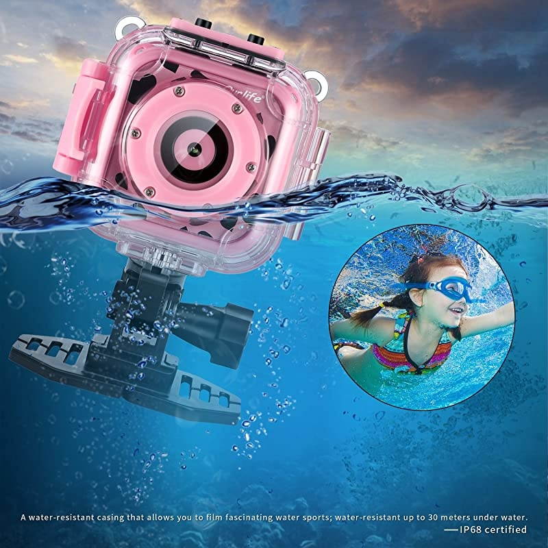 Kids Waterproof Camera with Video Recorder Includes 8GB Memory Card Pink
