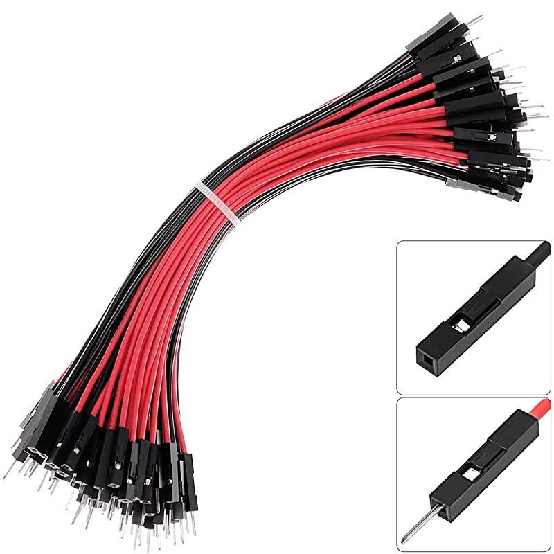 Breadboard M/M M/F F/F Black Red Color for Power Lines Jumper Wires 0.1'' Square Head 90-Pack 24AWG by Hellotronics (3 Types, 15CM, Pack of 90)