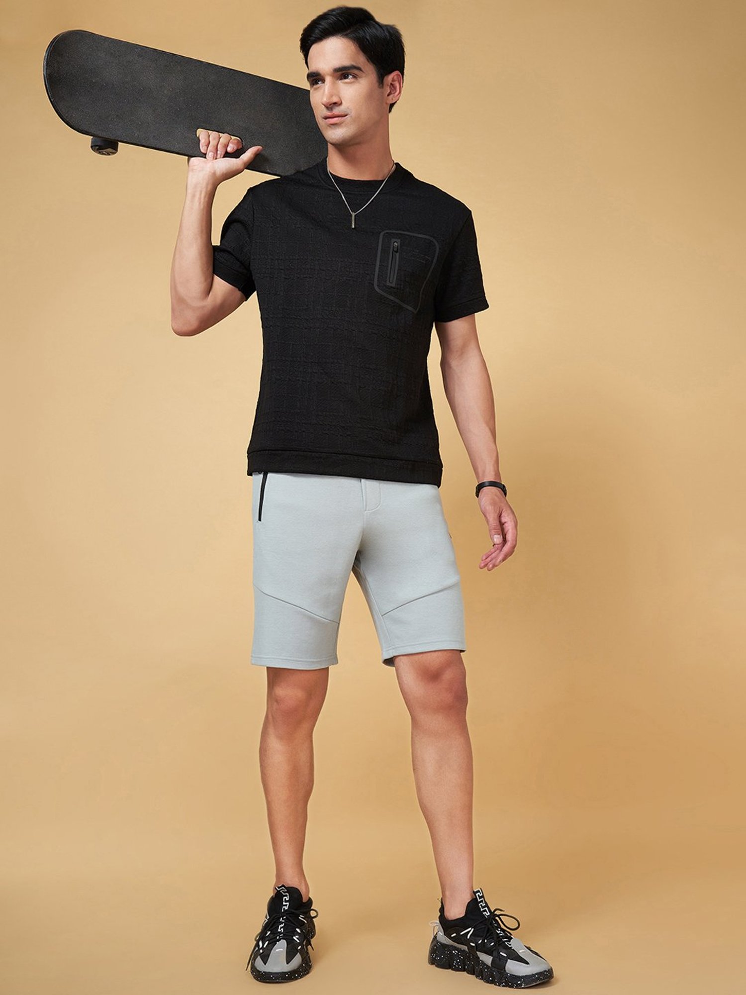 Street 808 by Pantaloons Light Blue Regular Fit Shorts