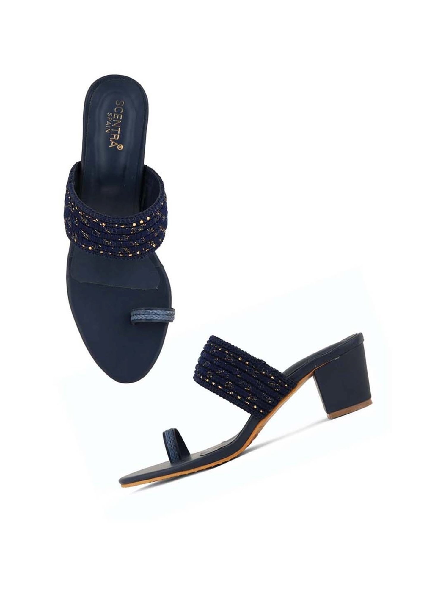 Scentra Women's Navy Toe Ring Sandals