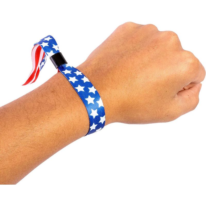 Juvolicious 30 Pack Patriotic American Flag & Star Fabric Wristbands Party Favors for 4th of July, Election Day