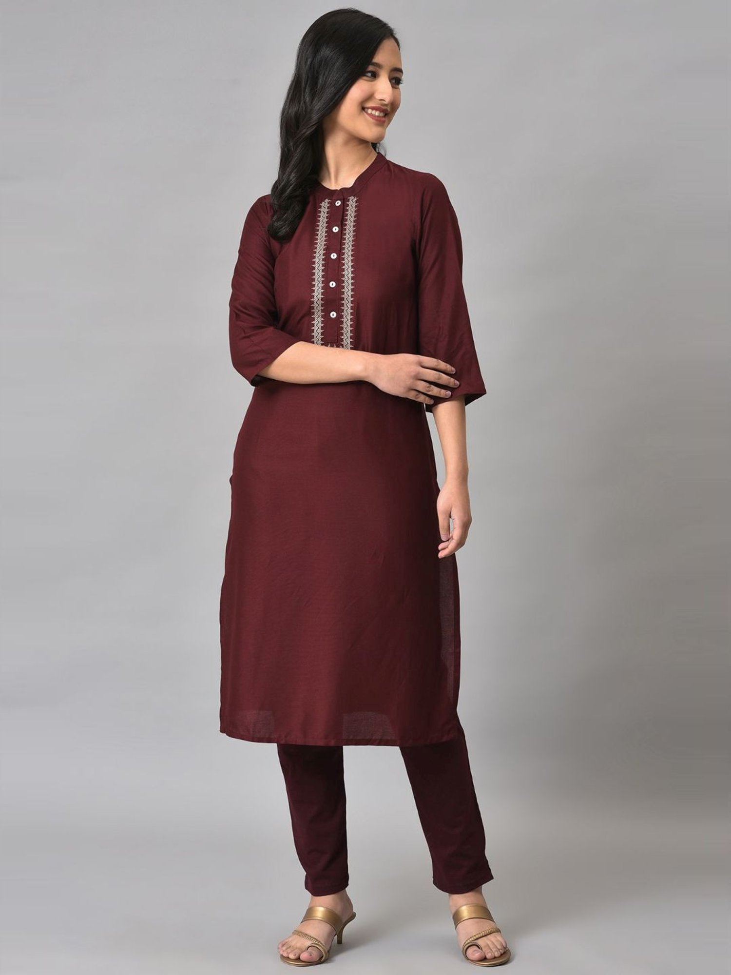 Elleven from Aurelia Maroon Regular Fit Pants