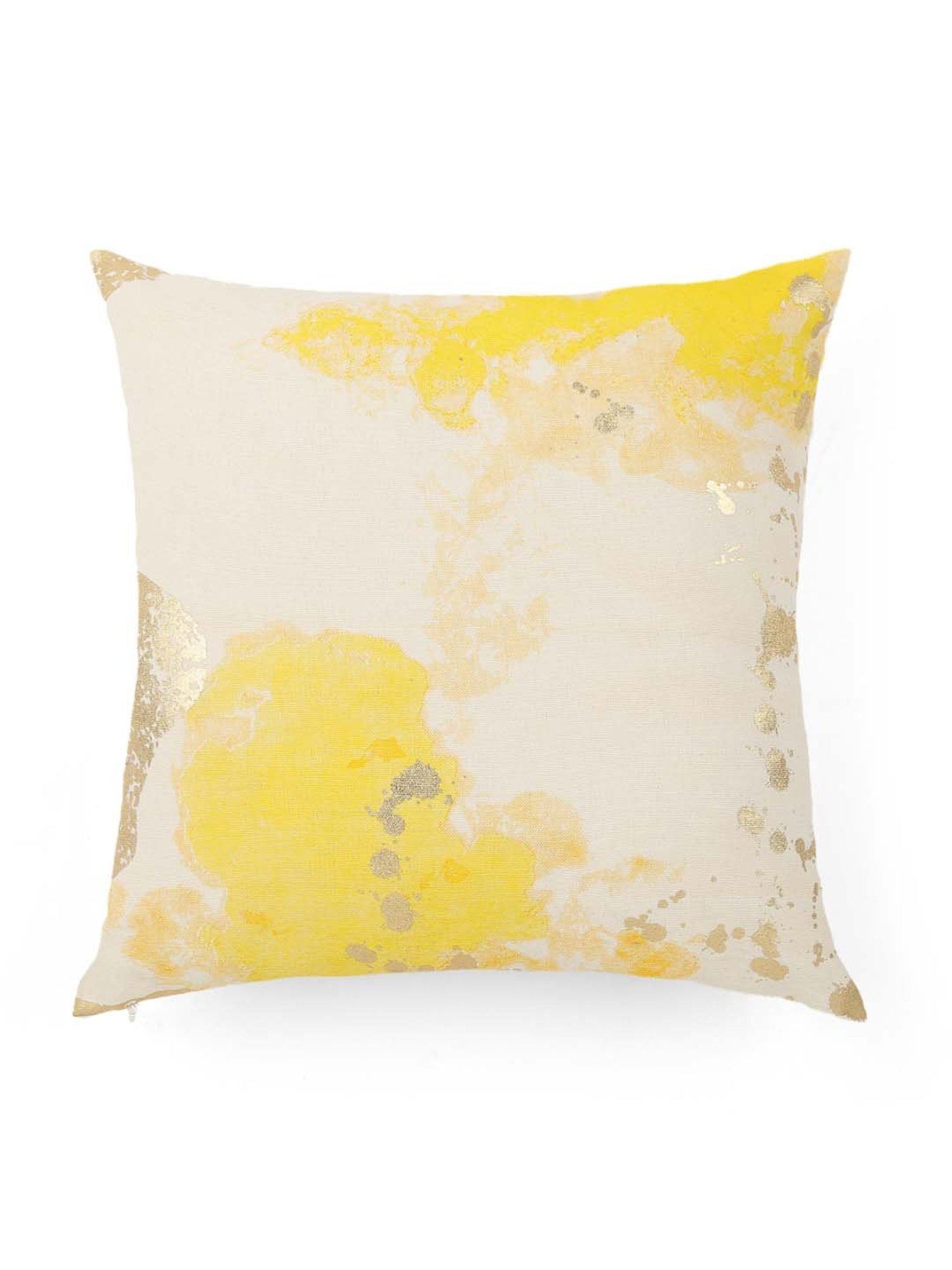 Home4U Reese Yellow & Beige Cotton Duck Cushion Cover - Set of 1