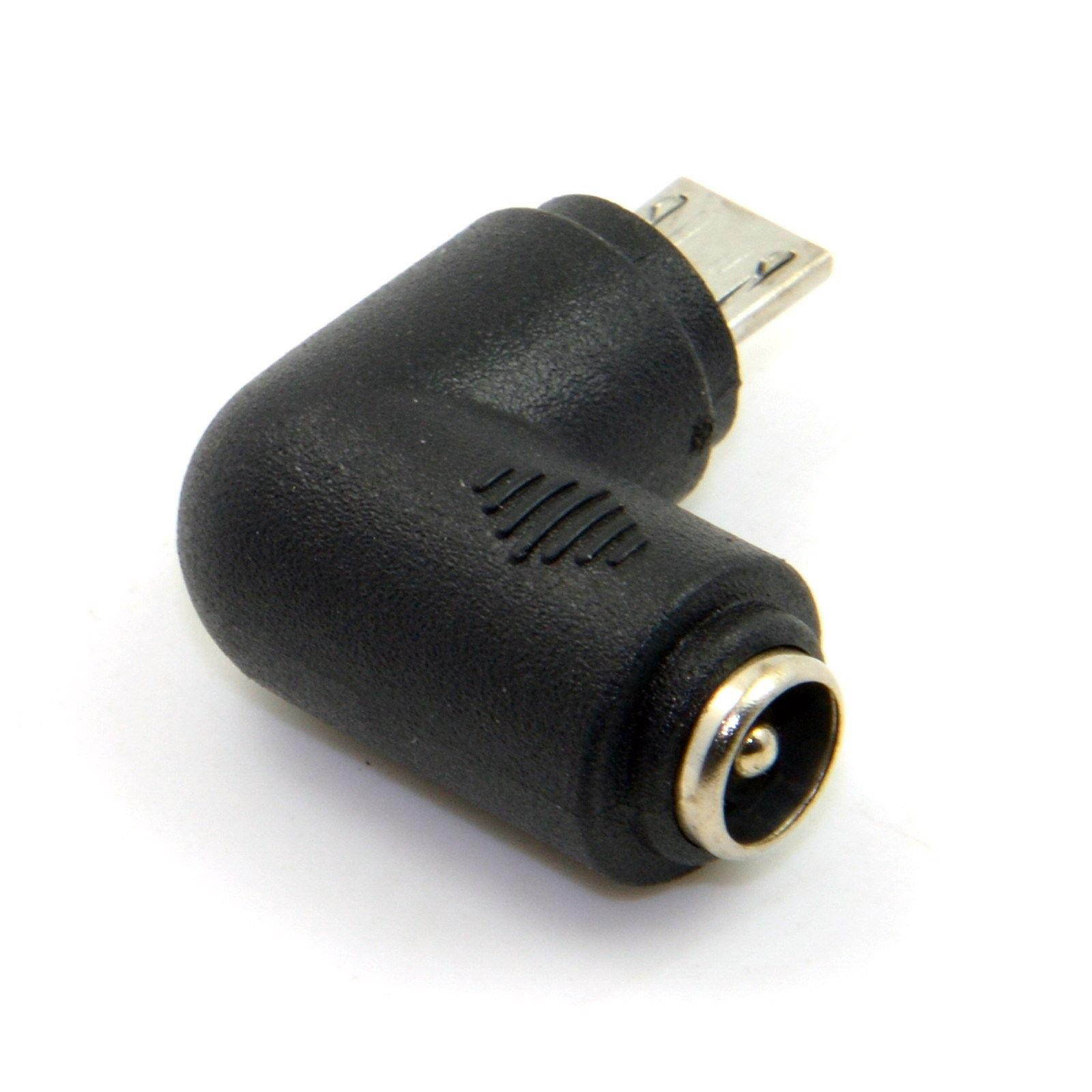 Angled 90 Degree DC 5.5*2.1mm Female to Micro USB Male AC DC Power Plug Connector Converter Charge Adapter