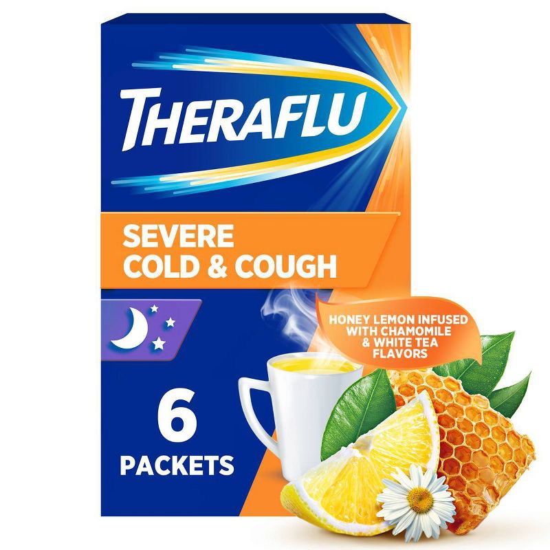 Theraflu Nighttime Severe Cold & Cough Relief Powder - Acetaminophen - Honey Lemon - 6ct