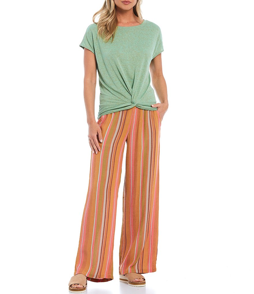 prAna Fernie Mid Rise Wide Leg Stripe Beach Pants