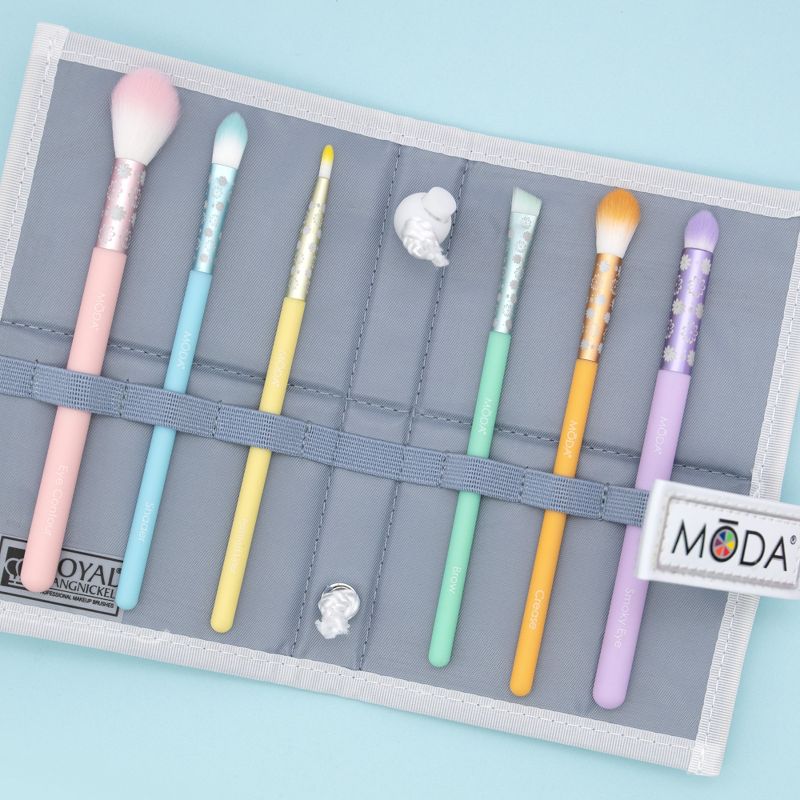 MODA Brush Posh Pastel 7pc Delicate Eye Flip Kit Makeup Brush Set with Case
