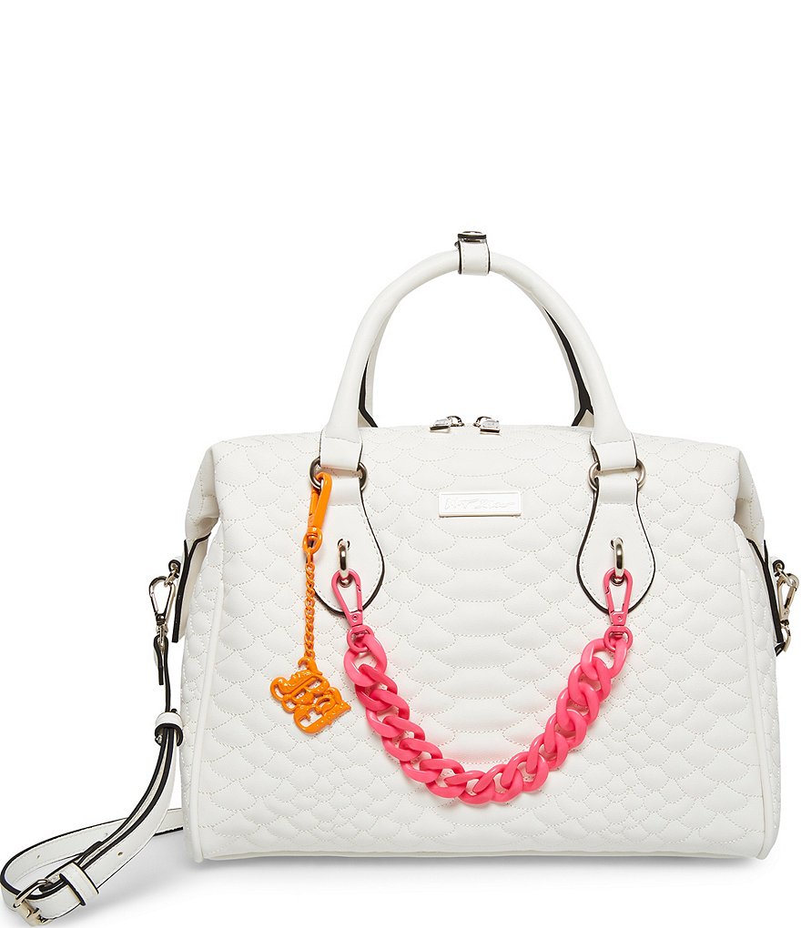 Betsey Johnson Resin Chain Cobra Quilted Satchel Bag