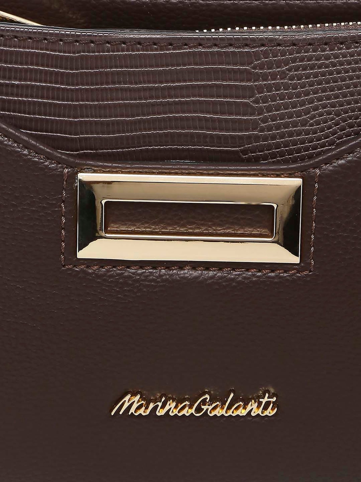 Marina Galanti Brown Textured Medium Baguette Bag