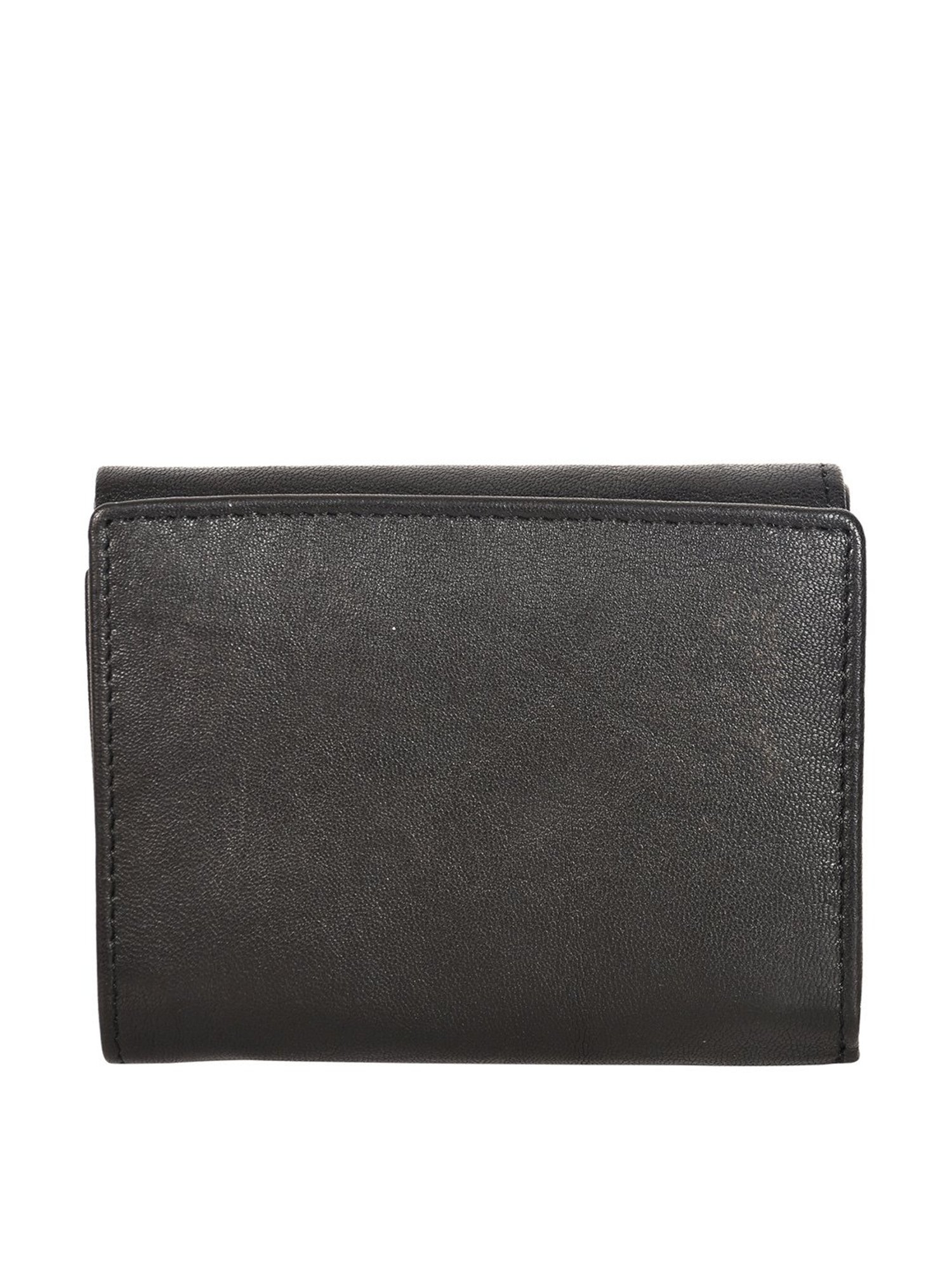 SASSORA Black Solid Rfid Tri-Fold Wallet for Women