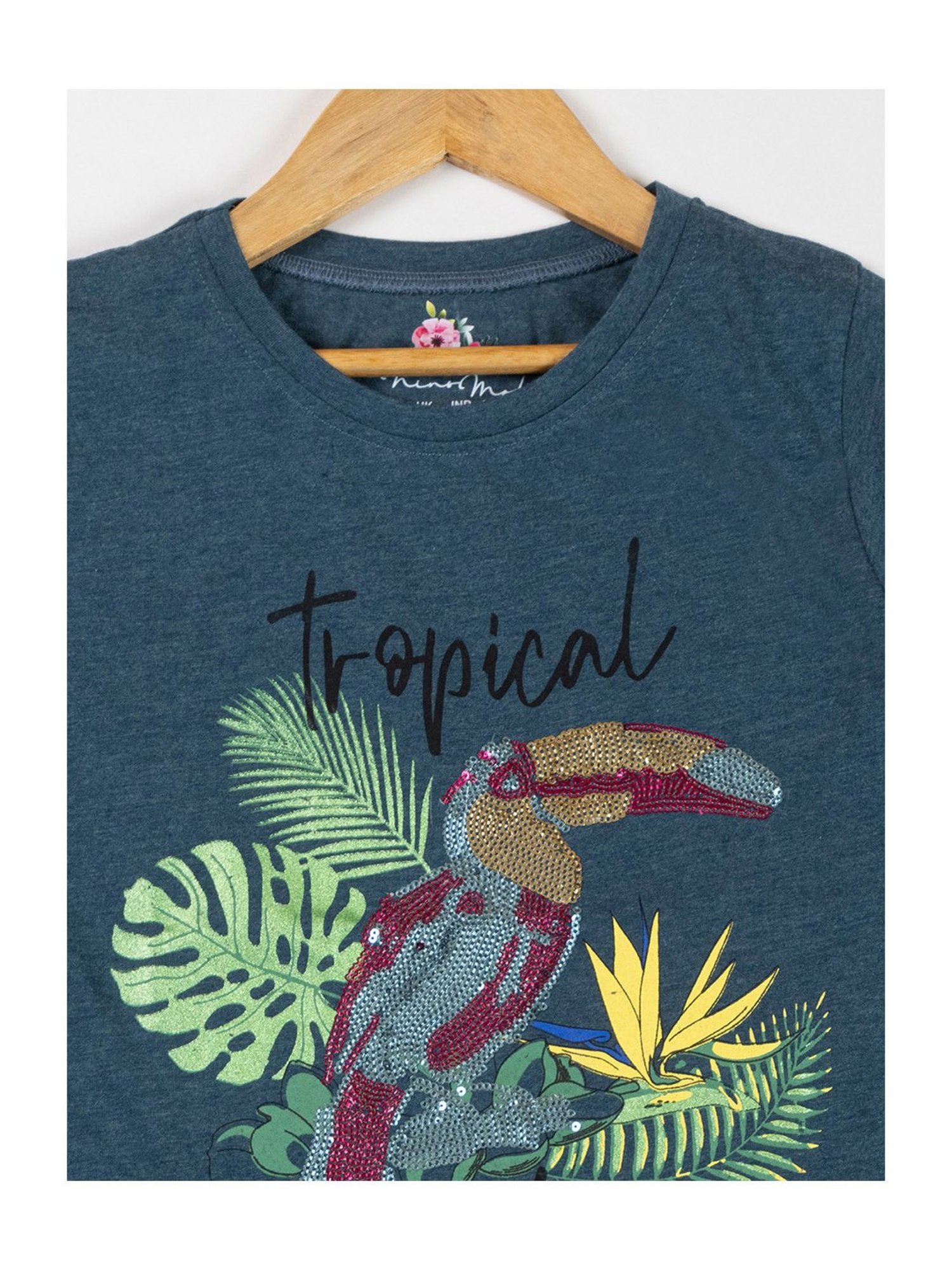 NINS MODA Kids Teal Embellished Top