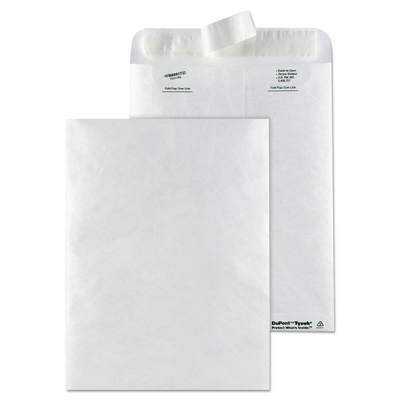Survivor Catalog Mailers, DuPont Tyvek, #10 1/2, Cheese Blade Flap, Self-Adhesive Closure, 9 x 12, White, 50/Box