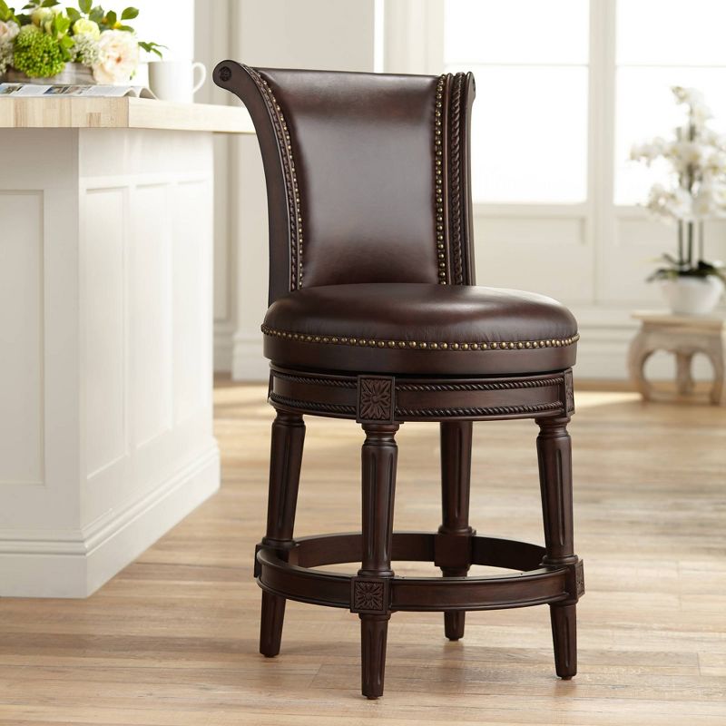 55 Downing Street Addison 24 1/2" Mocha Leather Swivel Counter Stool