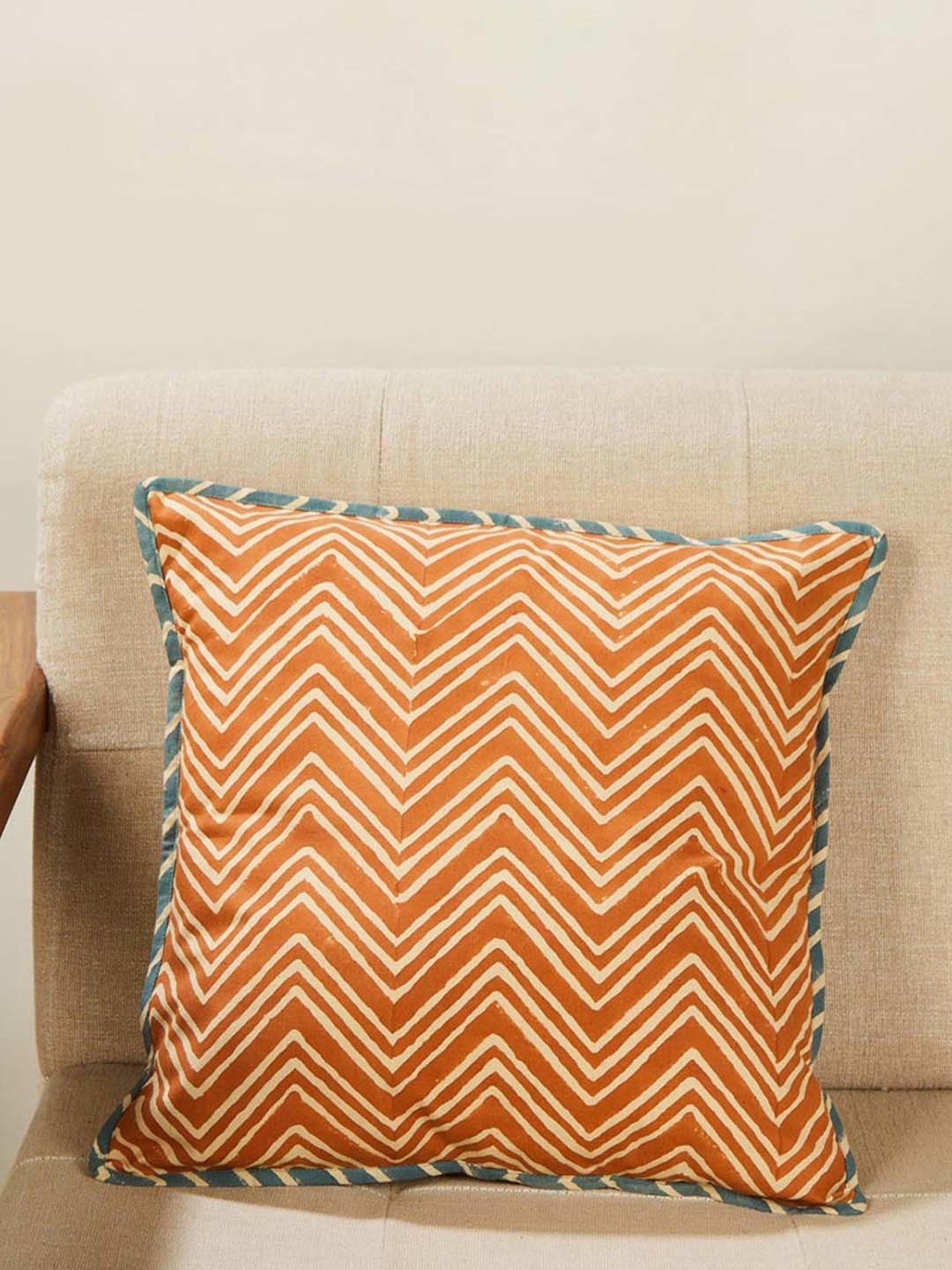 Fabindia Jaisalmer Orange Cotton Cushion Cover
