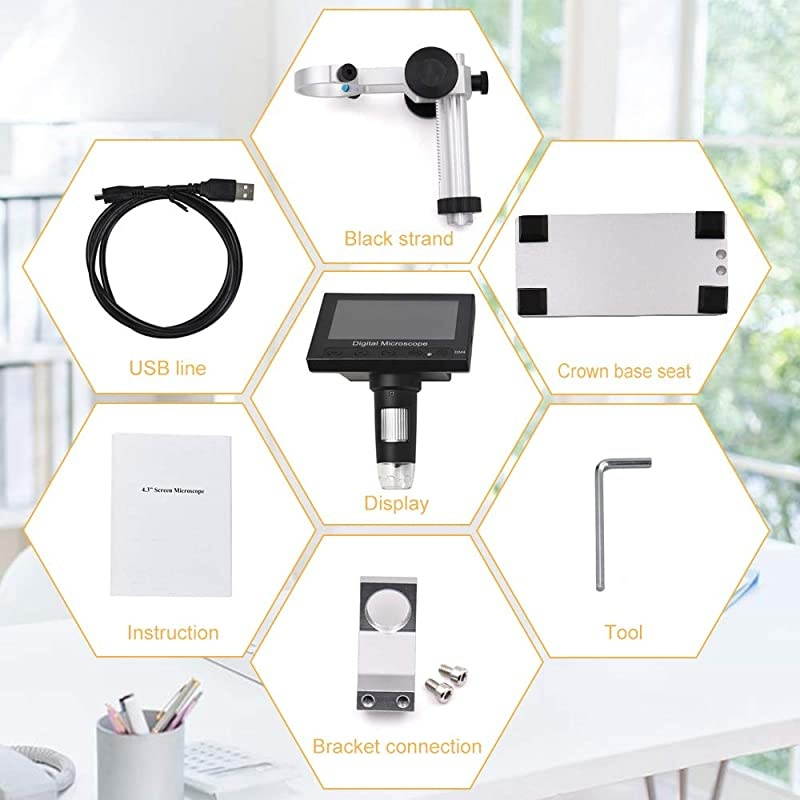 LCD Digital Microscope  43 inch 50X1000X Magnification 720P Microscope Camera