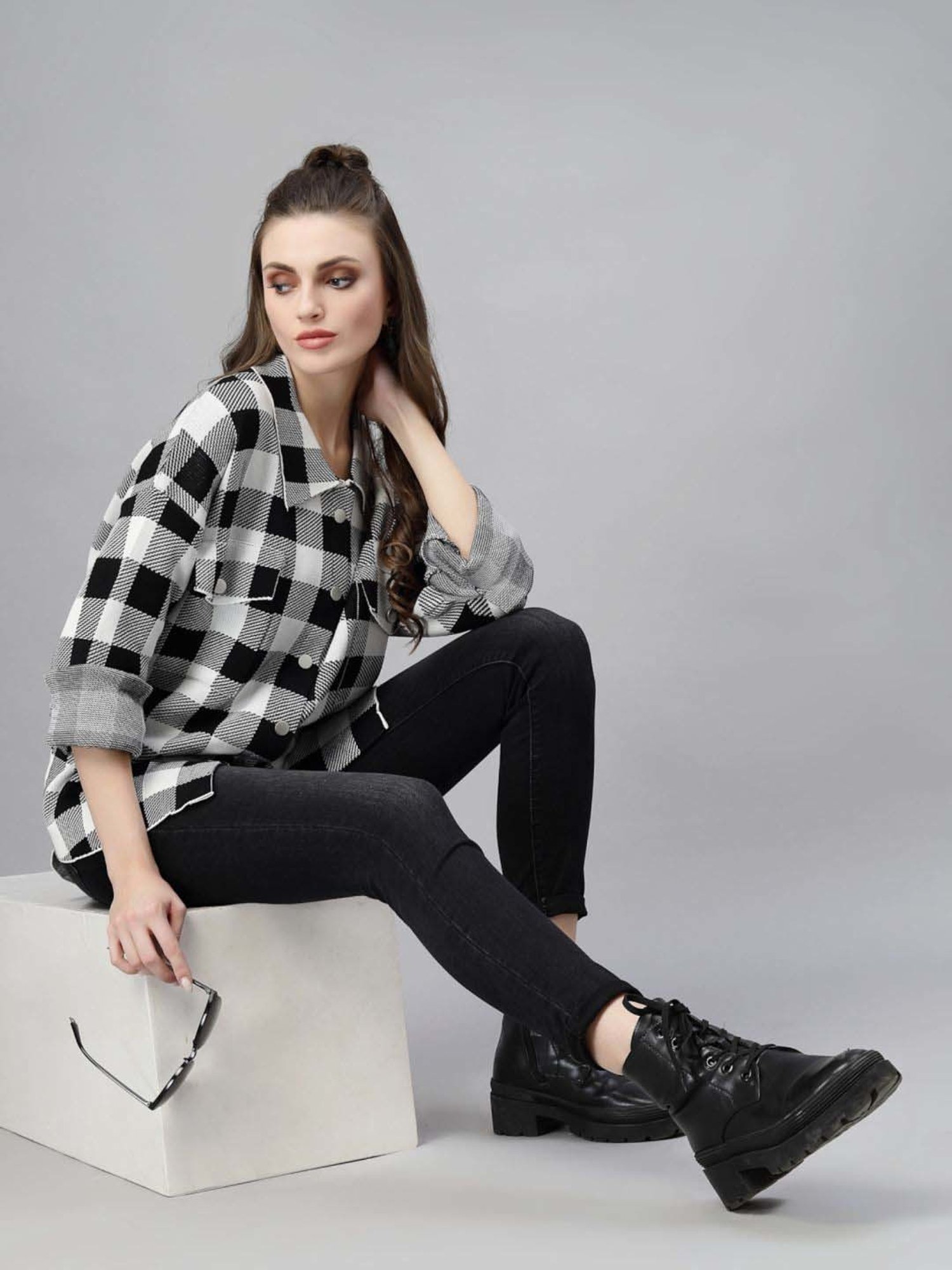 Mafadeny White & Black Chequered Shirt