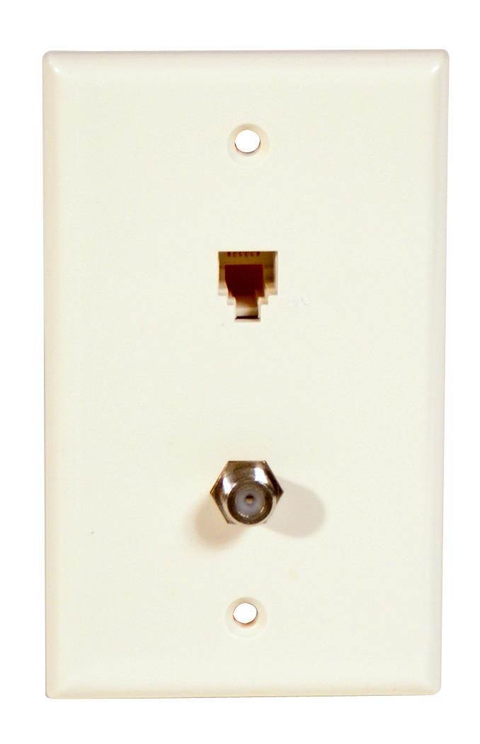 4 Pair With F Connector Standard Plate Light Almond