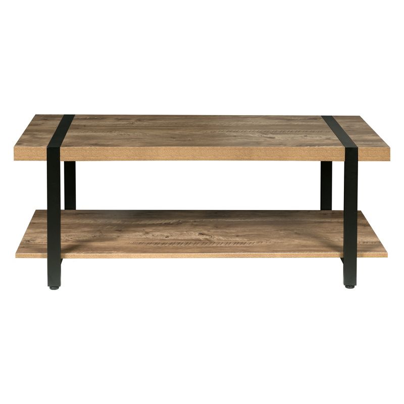 Bourbon Foundry Coffee Table Wood and Inset Black Steel Oak - OneSpace