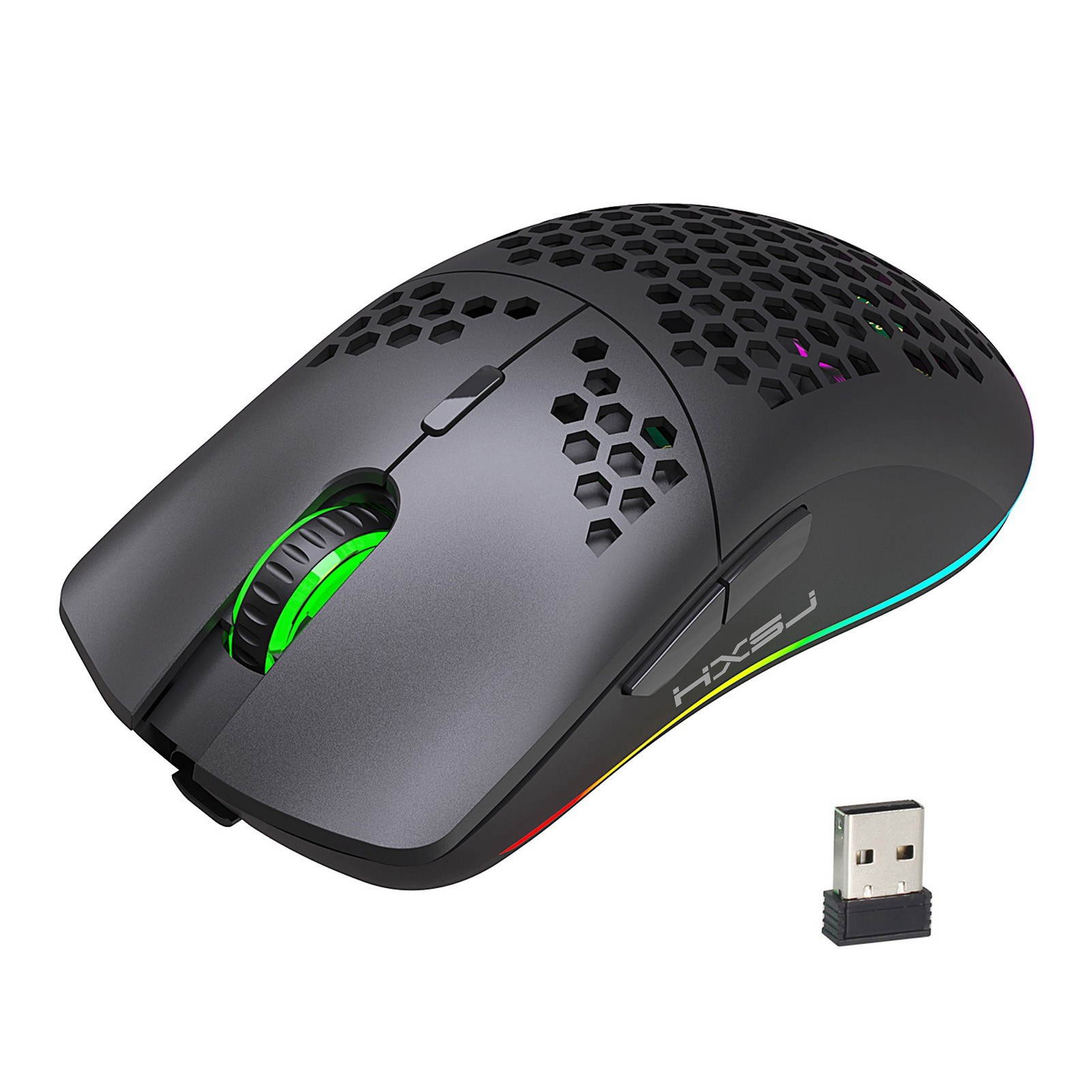 HXSJ T66 RGB 2.4G Wireless Gaming Mouse RGB Lighting Charging Mouse with Adjustable DPI Ergonomic Design for Desktop Laptop