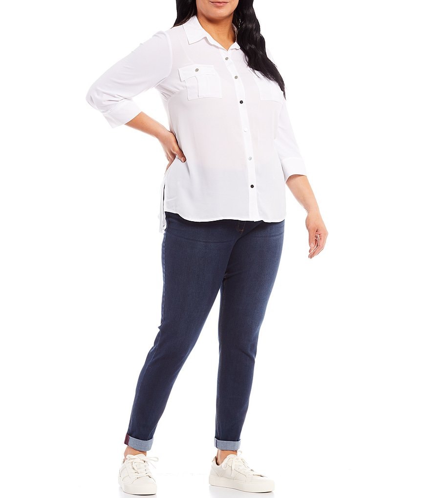 Slim Factor by Investments Plus Size Classic Waist Denim Skinny Cuff Legging