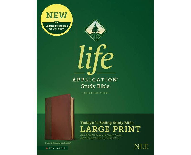 NLT Life Application Study Bible, Third Edition, Large Print (Red Letter, Leatherlike, Brown/Tan) - (Leather Bound)