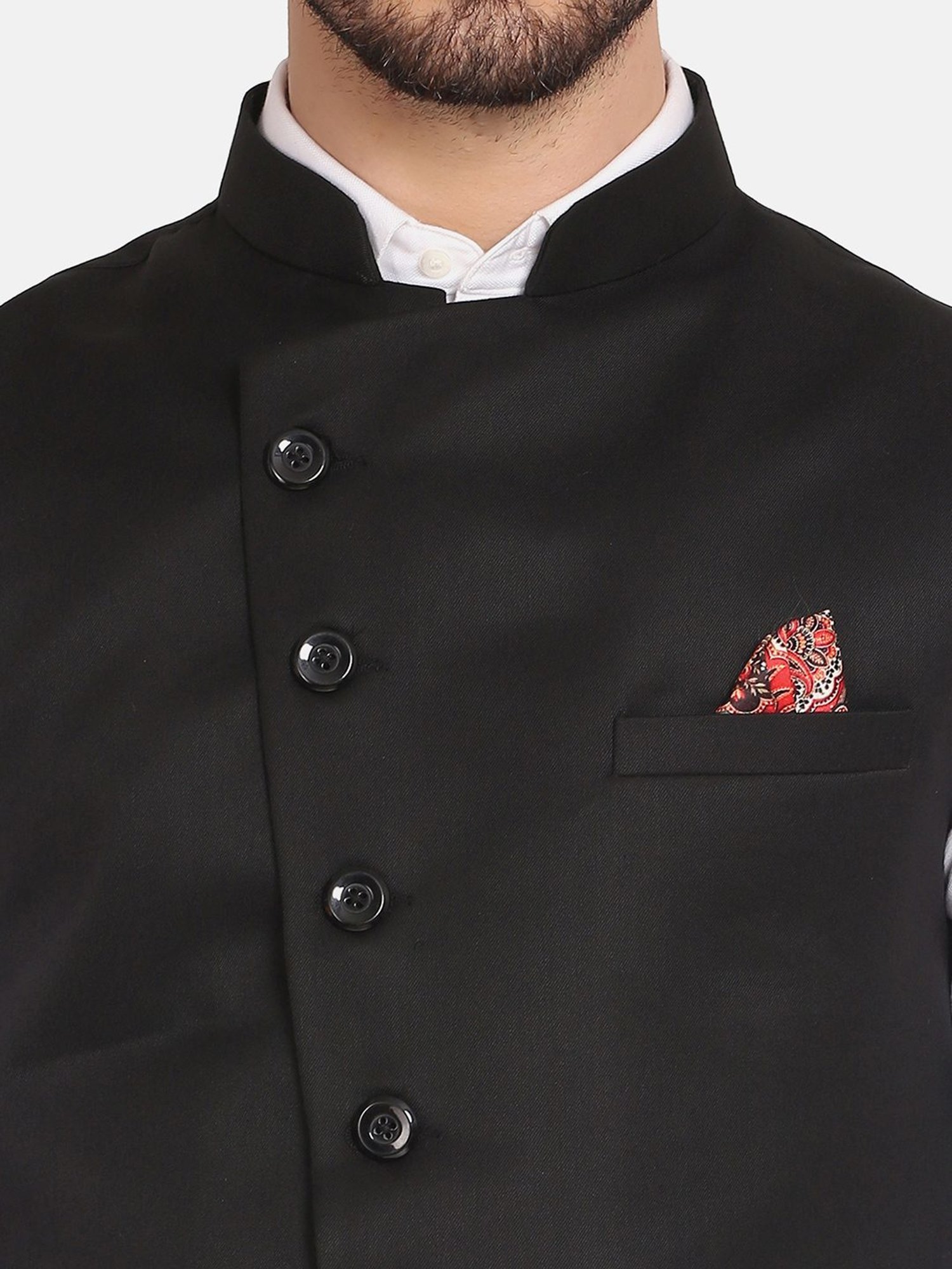 TAHVO Black  Regular Fit Nehru Jacket