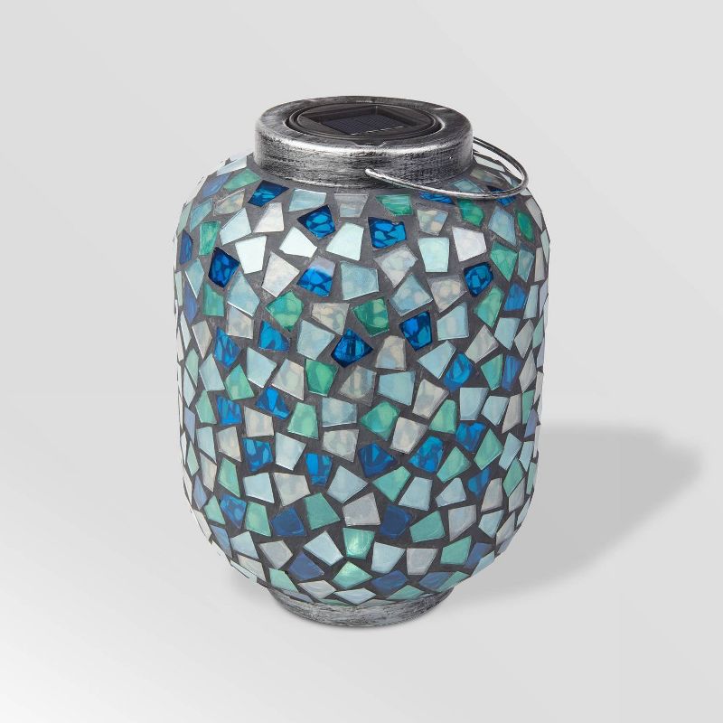 10" LED Mosaic Solar Outdoor Lantern Blue - Smart Solar