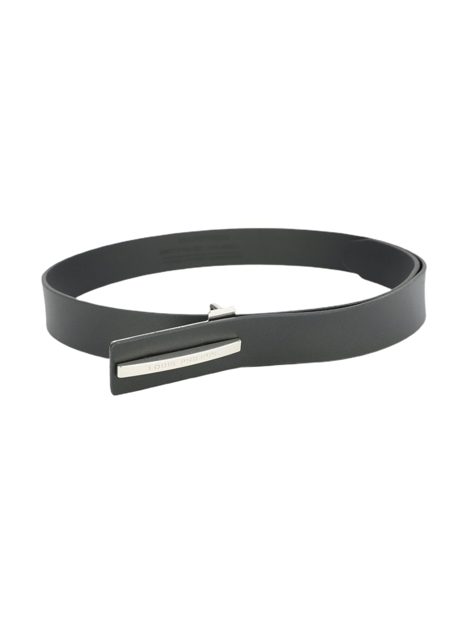 Louis Philippe Grey Casual Leather Belt for Men