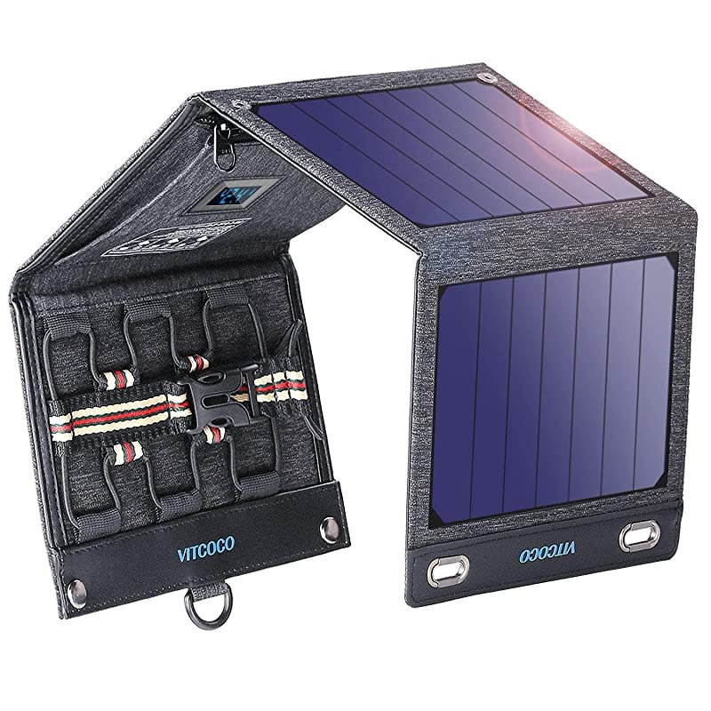 SolarCharger16W SolarPanelCharger Foldable Solar Panel Portable with Dual USB Ports DisplayFunction Waterproof OutdoorPortable Solar Charger Camping Travel for Cellphone Camera etc