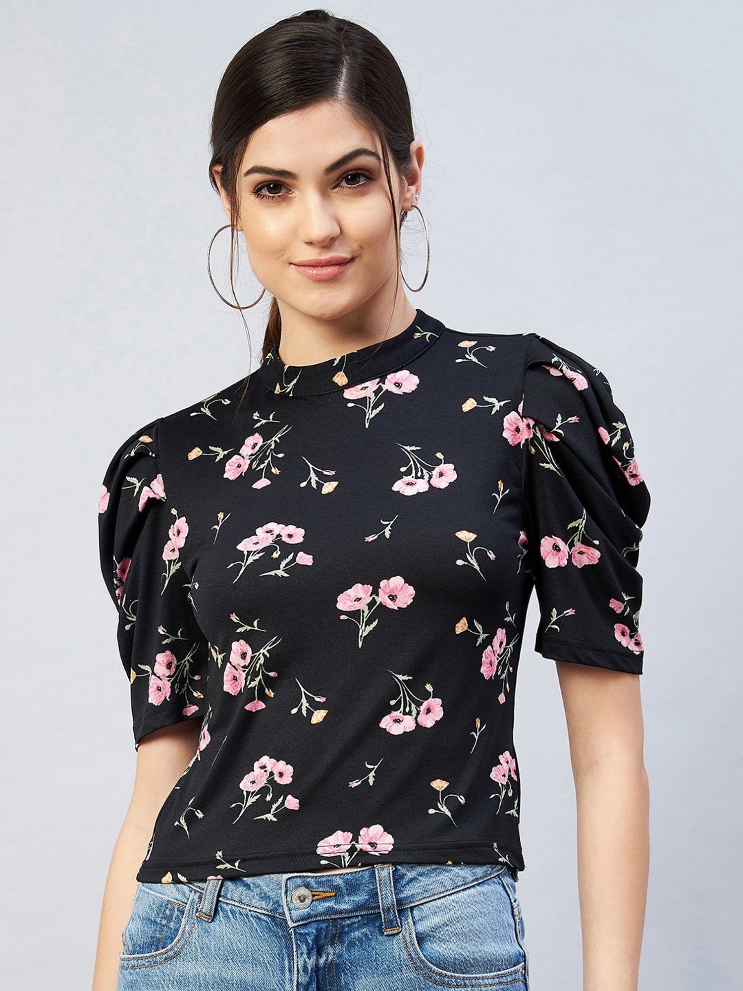 Marie Claire Black Floral Print Box Top