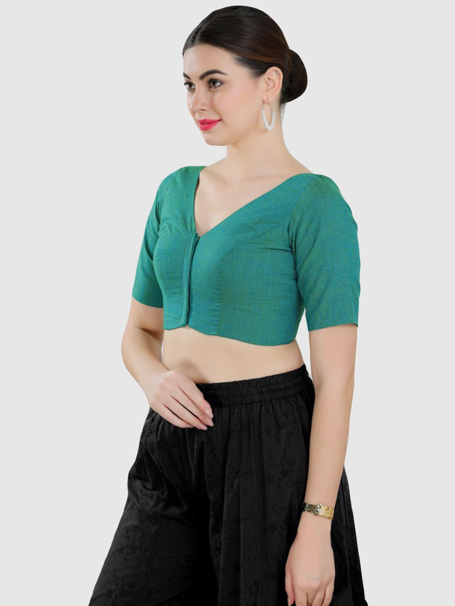 Salwar Studio Rama Green Plain Blouse