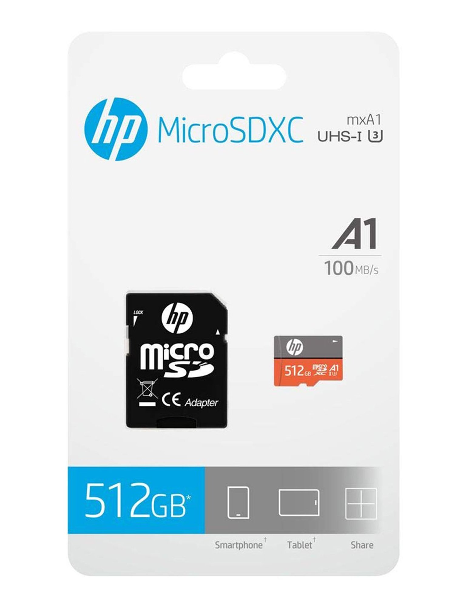 HP U3 A1 512GB Micro SD Memory Card (Orange/Dark Grey)