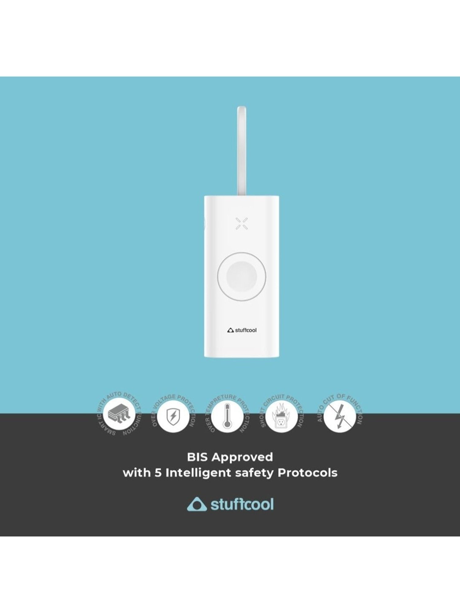 Stuffcool Ally 10000mAh Compact Powerbank with Fast Wired Charging for iPhone (White)