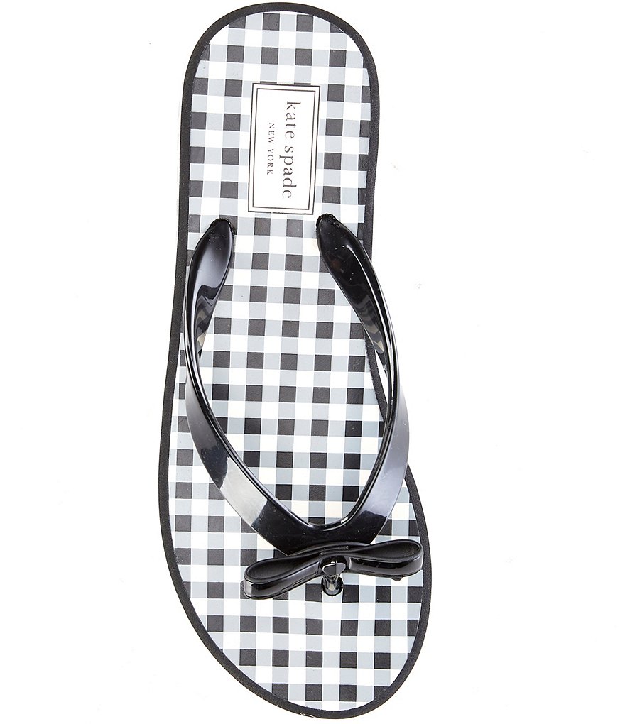 kate spade new york Rina Gingham Print Bow Detail Platform Flip Flops
