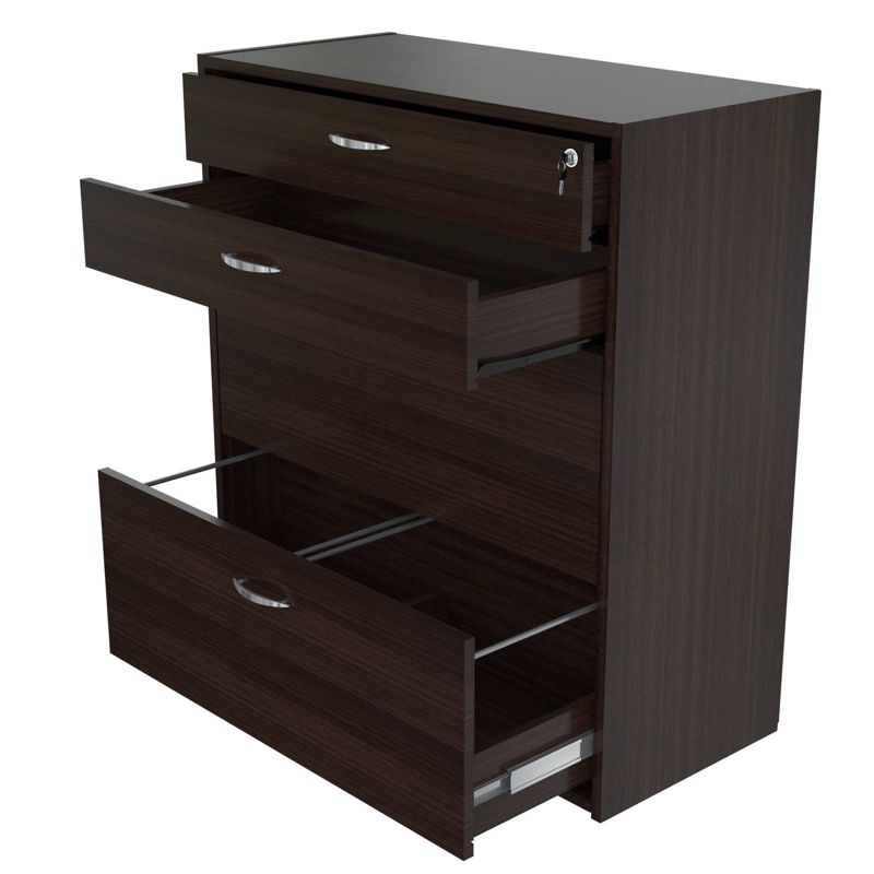 4 Drawer Locking File Cabinet Espresso - Inval