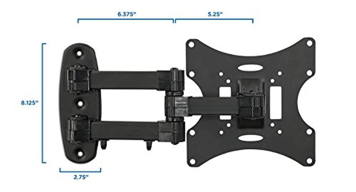 Mount-It! Articulating TV Wall Mount | Swivel, Tilt, Single Stud Mount | Flat Screen Bracket for 23-42 inch Monitor | Fits up to 200 x 200mm VESA | 66 lbs Capacity | Black