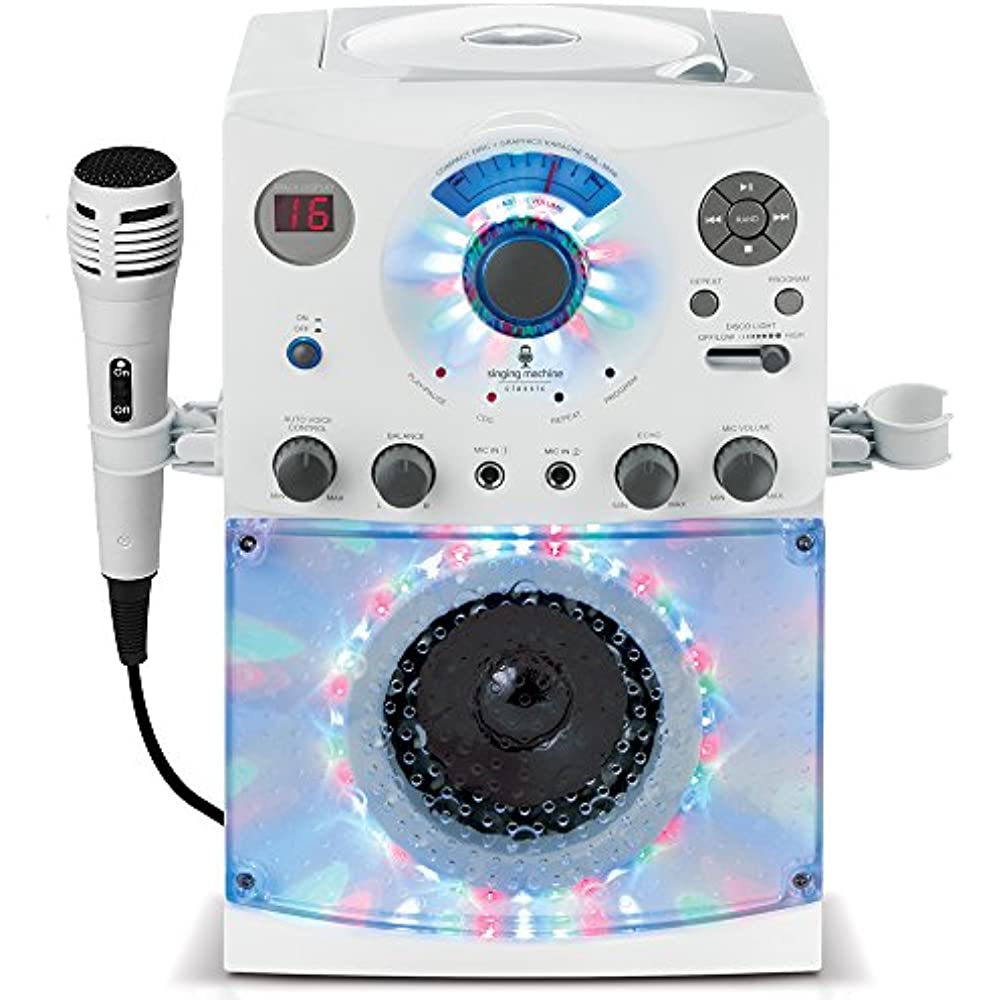 The Singing Machine(R) Sml385btw Bluetooth(R) Karaoke System With Led Disco Lights & Microphone (White)  15.80In. X 11.1