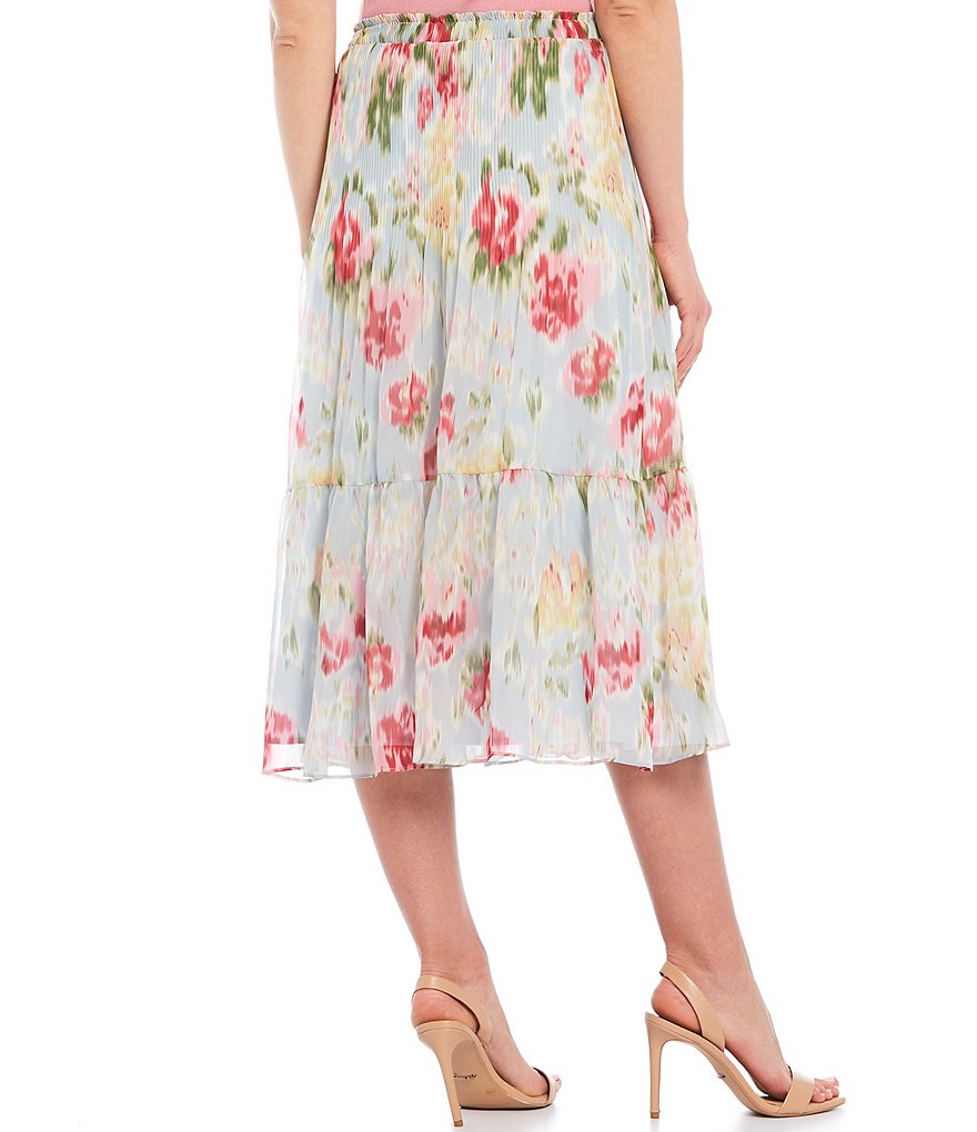 Eva Varro Animal Print Knit Jersey Wide Yoke A-Line Midi Skirt