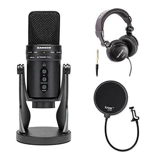 Samson G-Track USB Microphone with Headphones and Knox Pop Filter